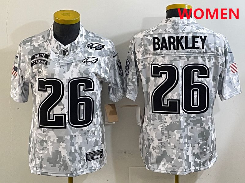 Women Philadelphia Eagles #26 Barkley Camo Nike 2025 Salute to Service Limited NFL Jersey style 3
